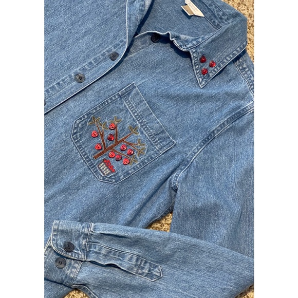 Christopher & Banks Denim Button Down Shirt - Picture 2 of 8